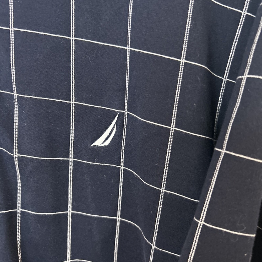 Nautica Navy/White Plaid Mens Cotton Polo Shirt Size XXL - Picture 2 of 8